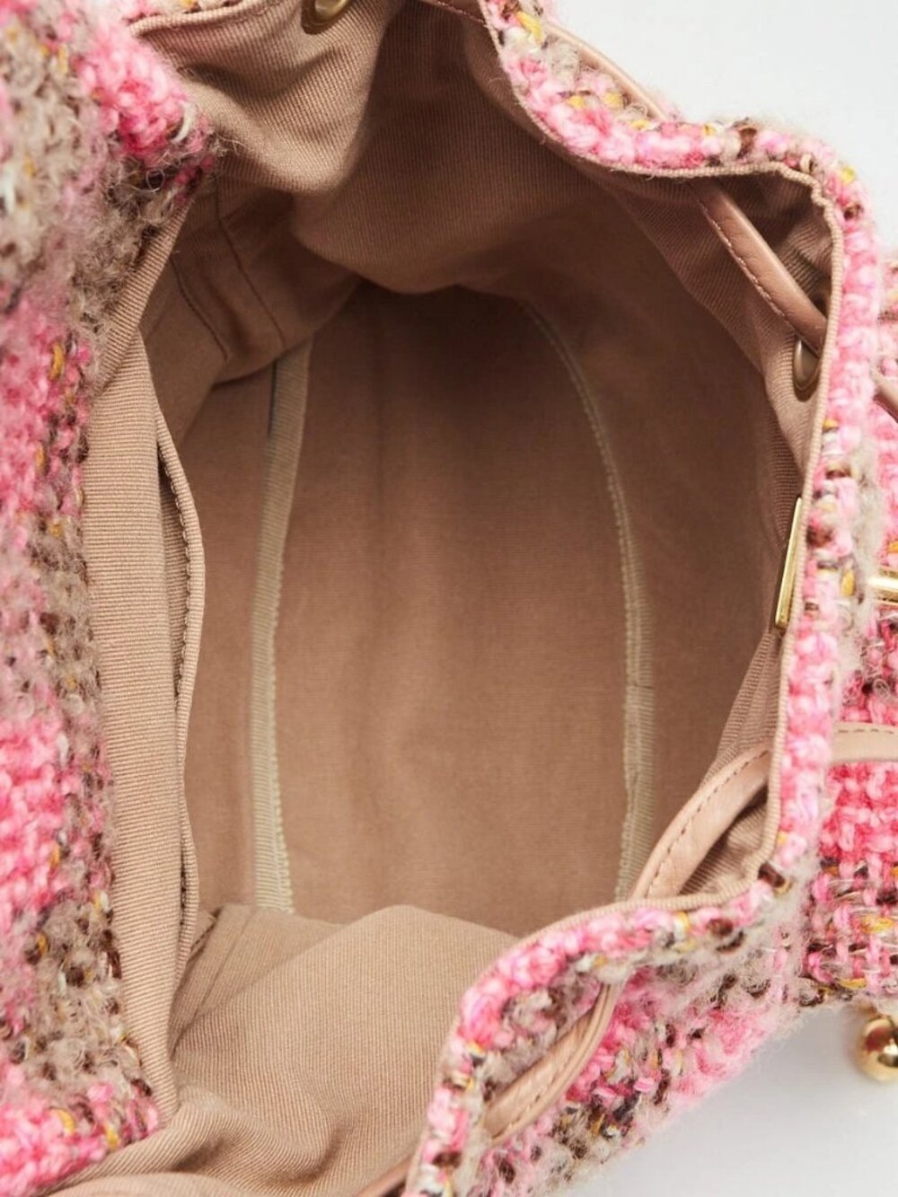 Chanel Pink/Brown Tweed Elegant Chain Backpack Bag - Picture 6 of 12